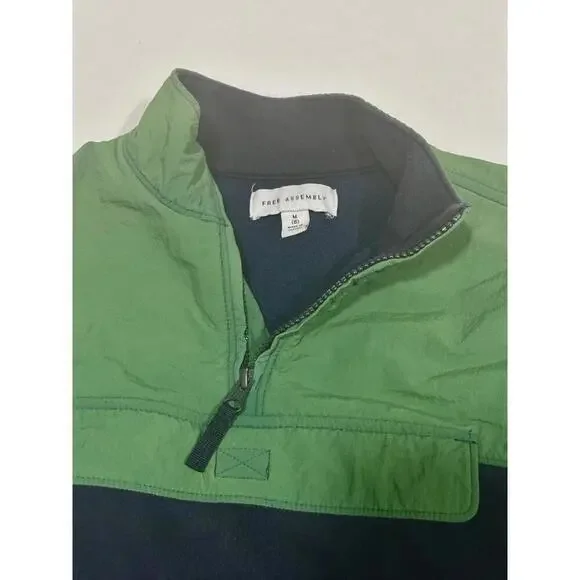 Free Assembly Boys Jacket Collared Half Zip Long Sleeve Green Dark Blue Size M 8 - Picture 6 of 12